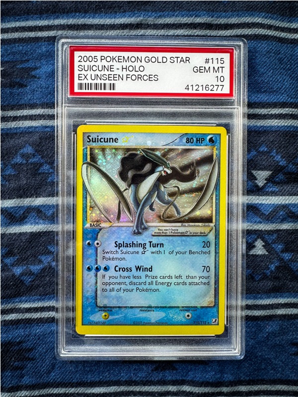 Suicune Gold Star EX Unseen Forces Slabbed Graded Proxy